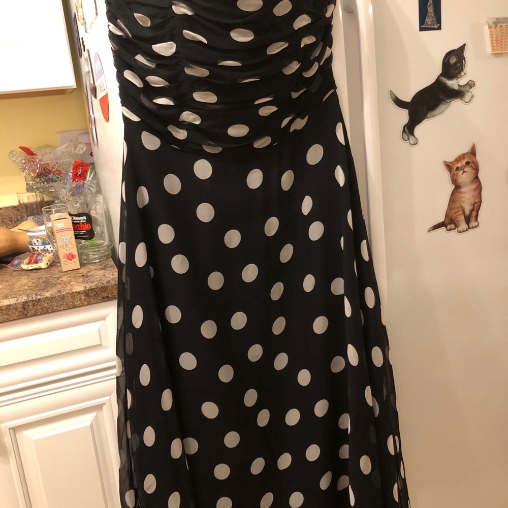 Party Dress Black W/ White Polka Dots